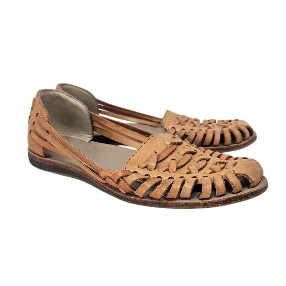 Nisolo 7.5 Brown Leather Hurache Sandal Boho Coastal Slip On Casual Western